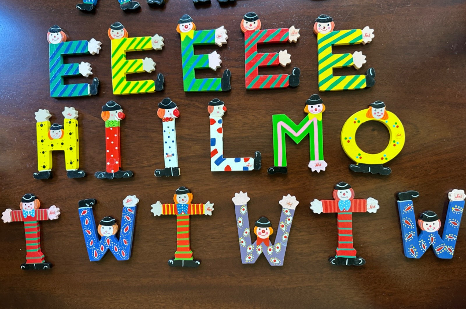 NEW Vintage 1990 Sevi Hand Painted Alphabet Letters Painted Wood