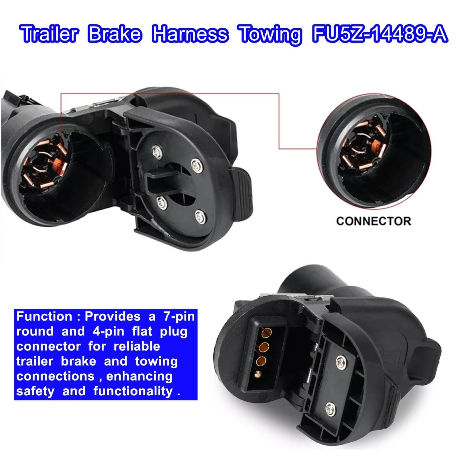Trailer Brake Harness Towing FU5Z-14489-A，7-Pin Round / 4-Pin Flat Plug C