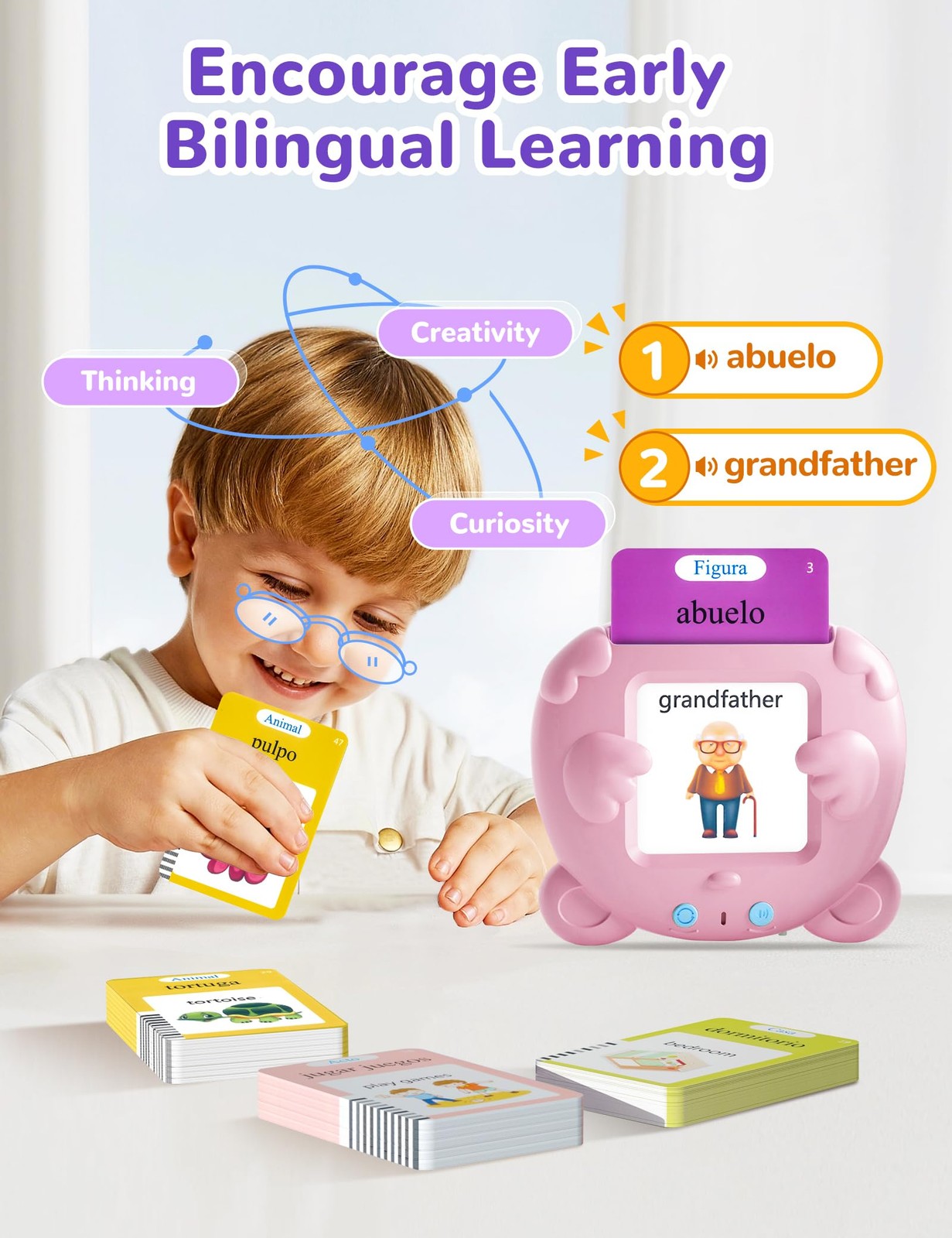 Spanish & English Talking Flash Cards for Toddlers, 510 Sight Words Bilingual…