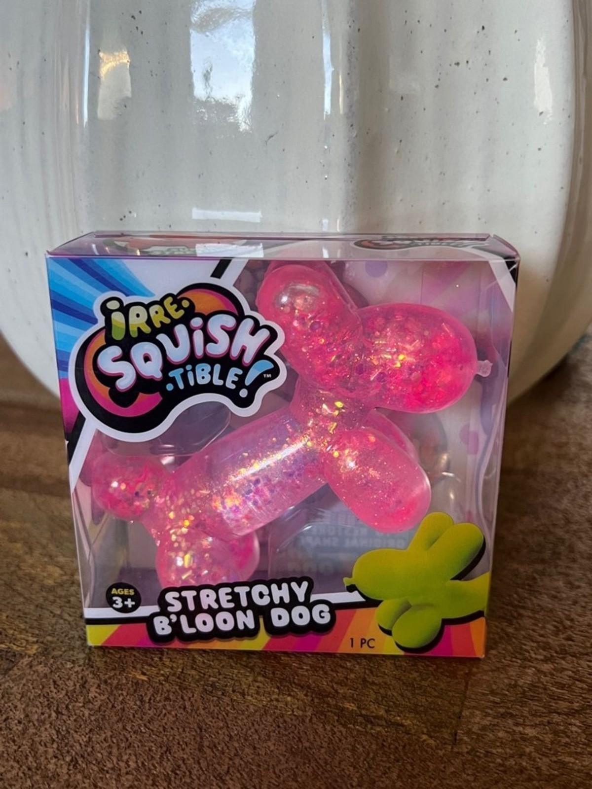 JA-RU Irre-Squish-tible Stretchy B’Loon Dog Toy of Pink Glitter NEW