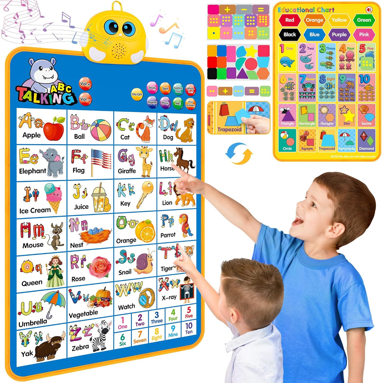 Electronic Alphabet Wall Chart, Talking ABC, 123S, Music Poster, Kids Learning T