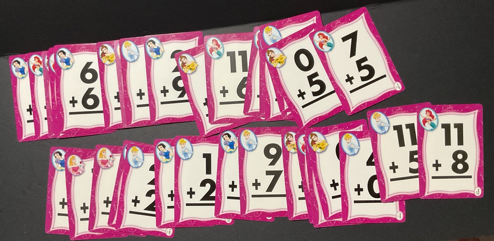 2005 Disney Princess Numbers & Counting / Addition Lot Of 2 Learning Game Cards