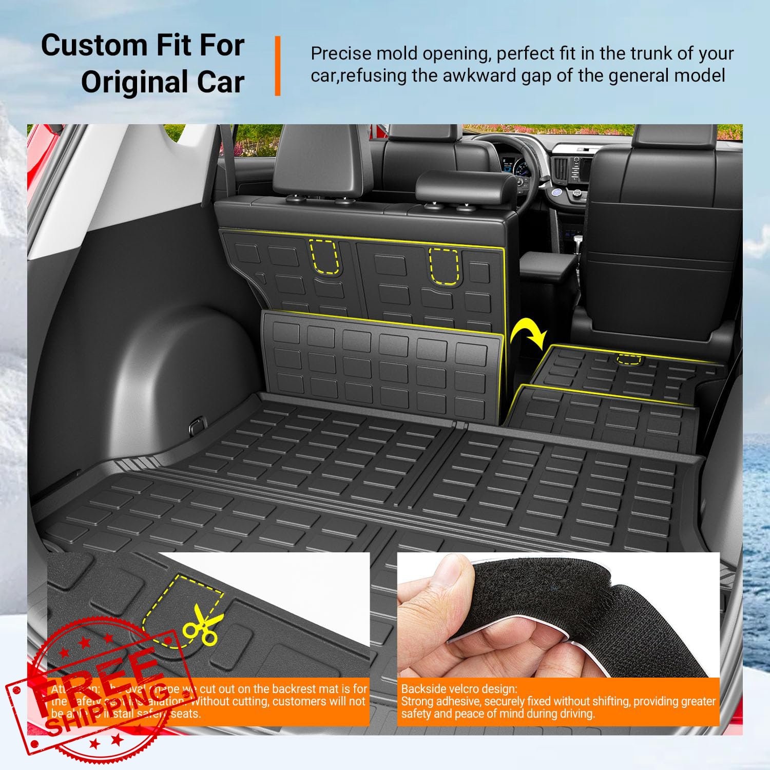 powoq RAV4 13-18 Cargo Liner Trunk Backrest