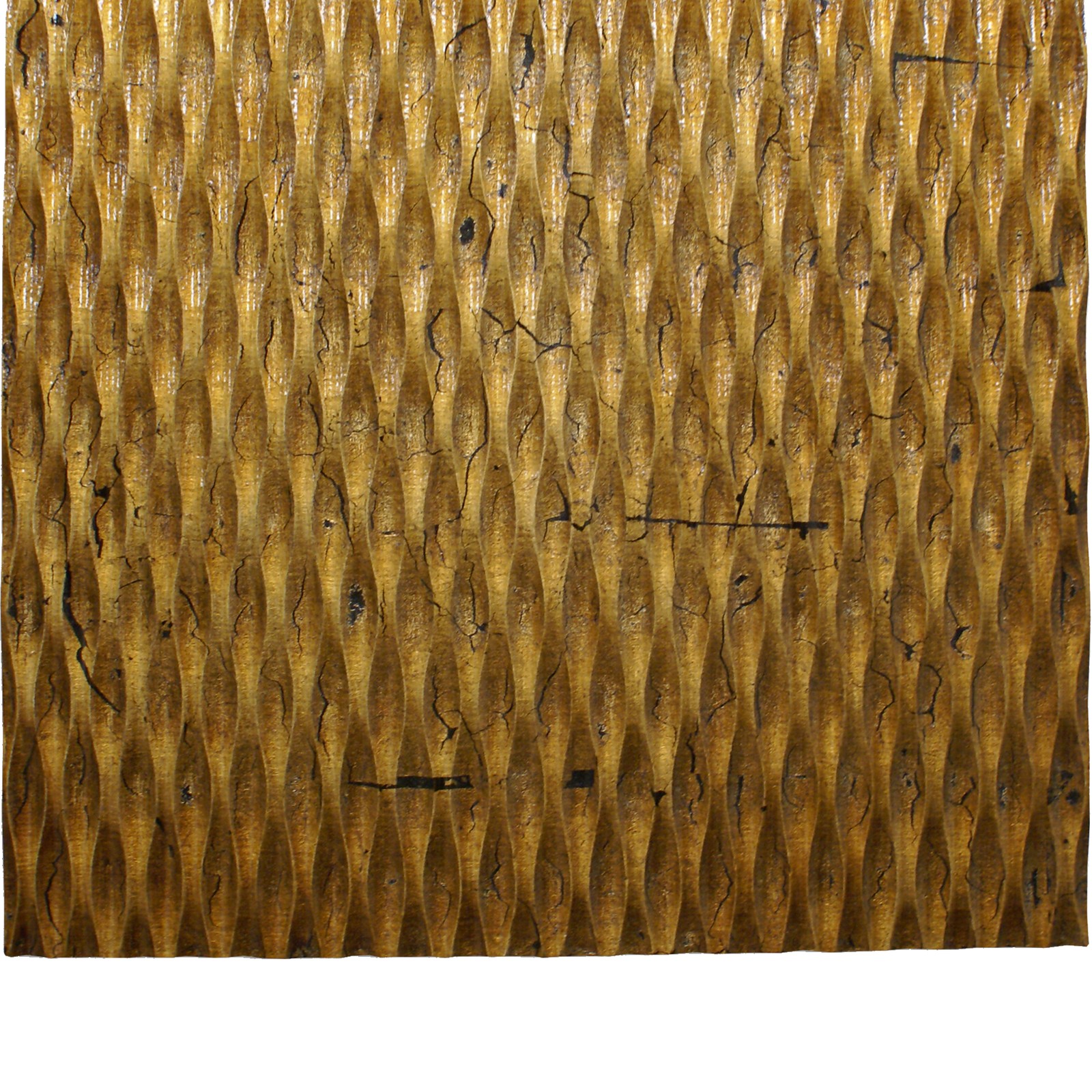 Benjara Modern Style Wooden Wall Decor with Patterned Carving- Large- Gold