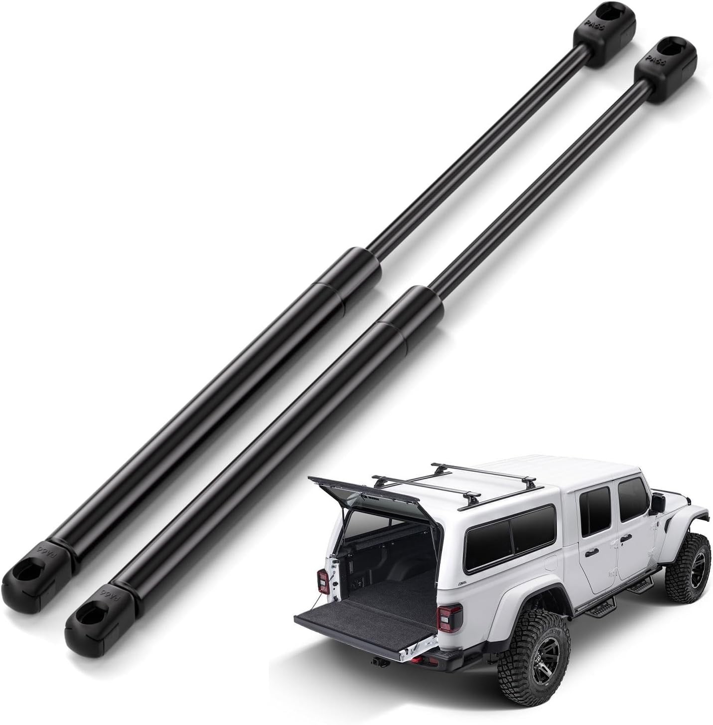Rear Window Struts for Jeep Wrangler 2011-2017, 2018, Black Metal, 19.68″