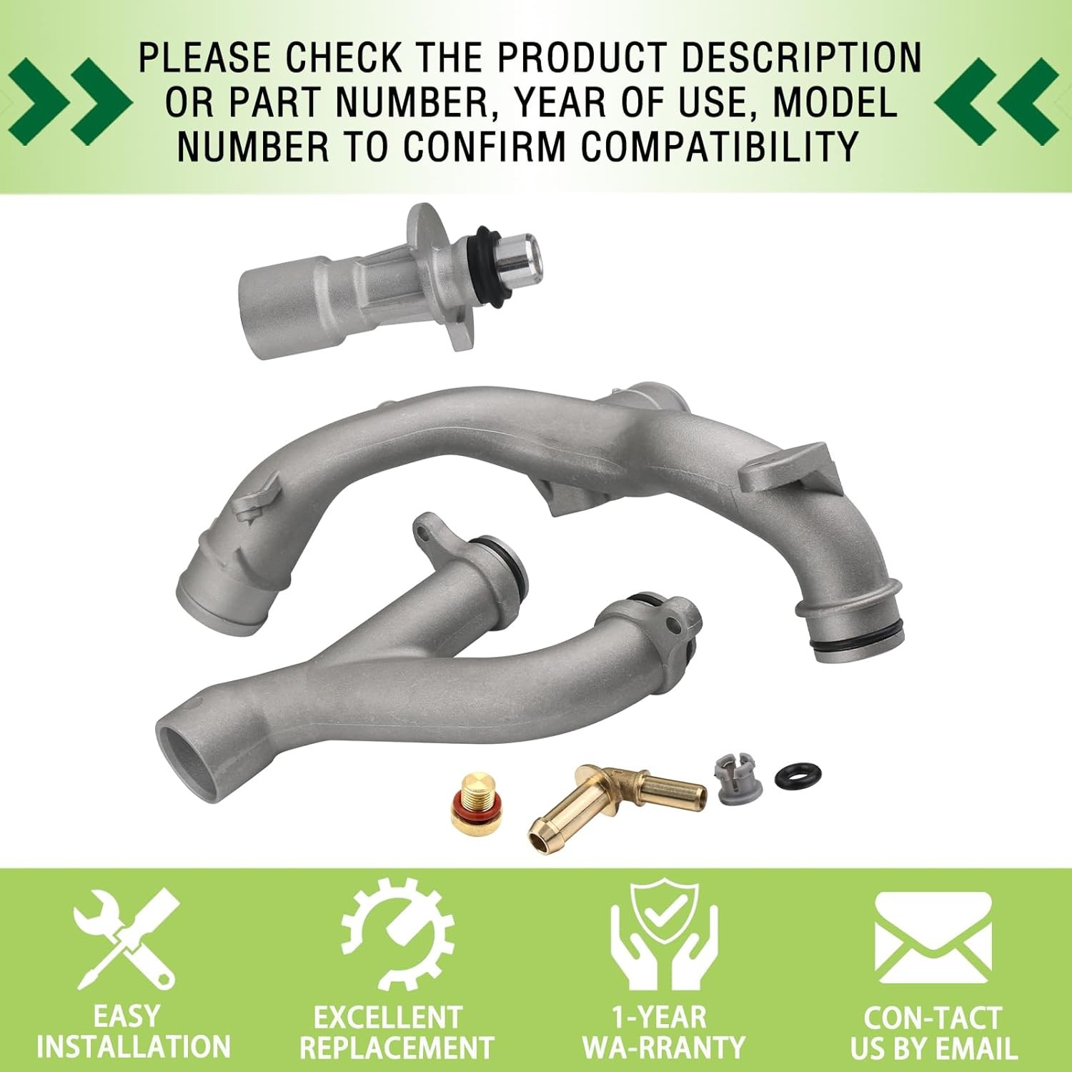 Upgraded Aluminum Coolant Outlet Pipes Kit Compatible with Jaguar,Land Rover Ran