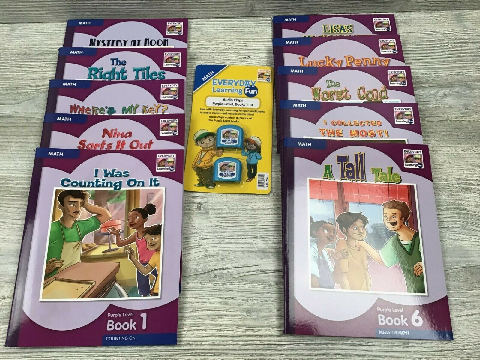New Everyday Learning Fun Math Set Purple Level Books 1-10 w/ Audio Chips