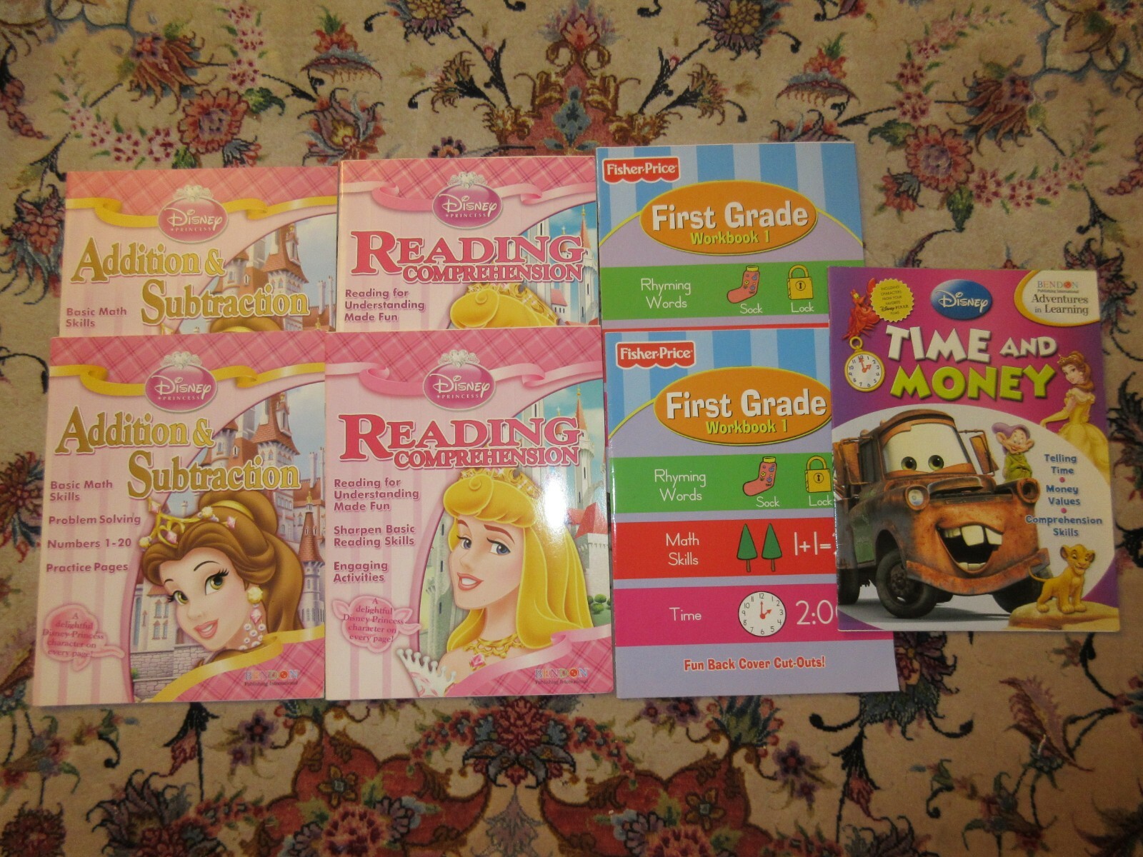 Disney Princess & Fisher Price Workbooks Homeschool New Reading lot of 7