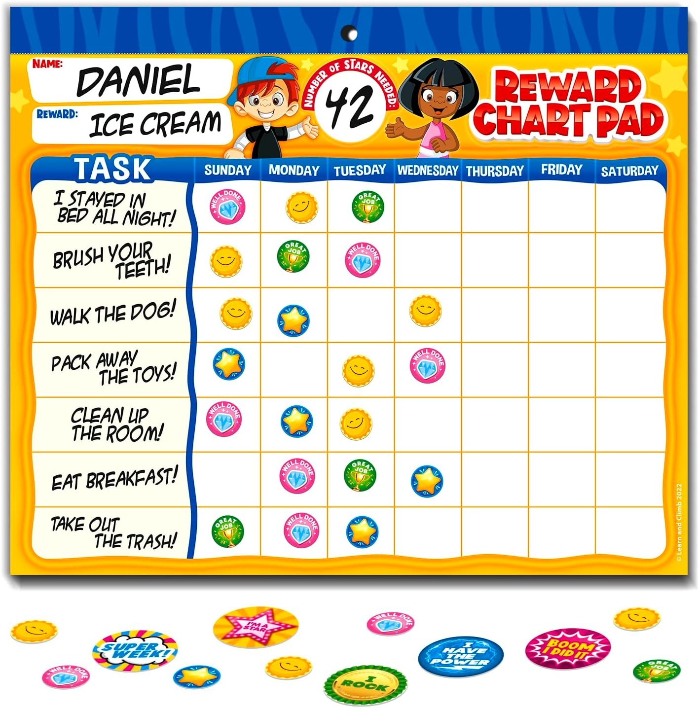 Behavior Reward Chart System – Pad with 26 Chore Charts for Kids, 2800 Stickers