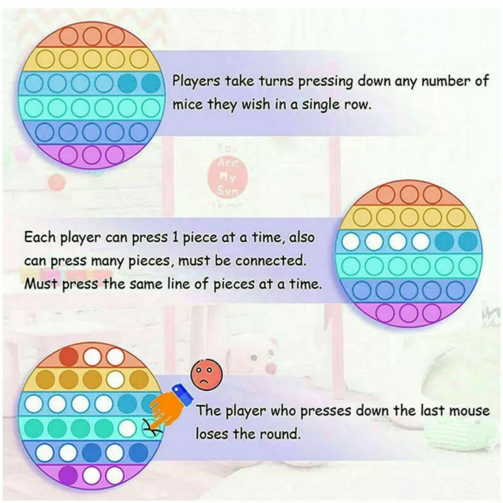 Push Pop Bubble It Silicone Sensory Fidget Toy Autism Stress Relief Game