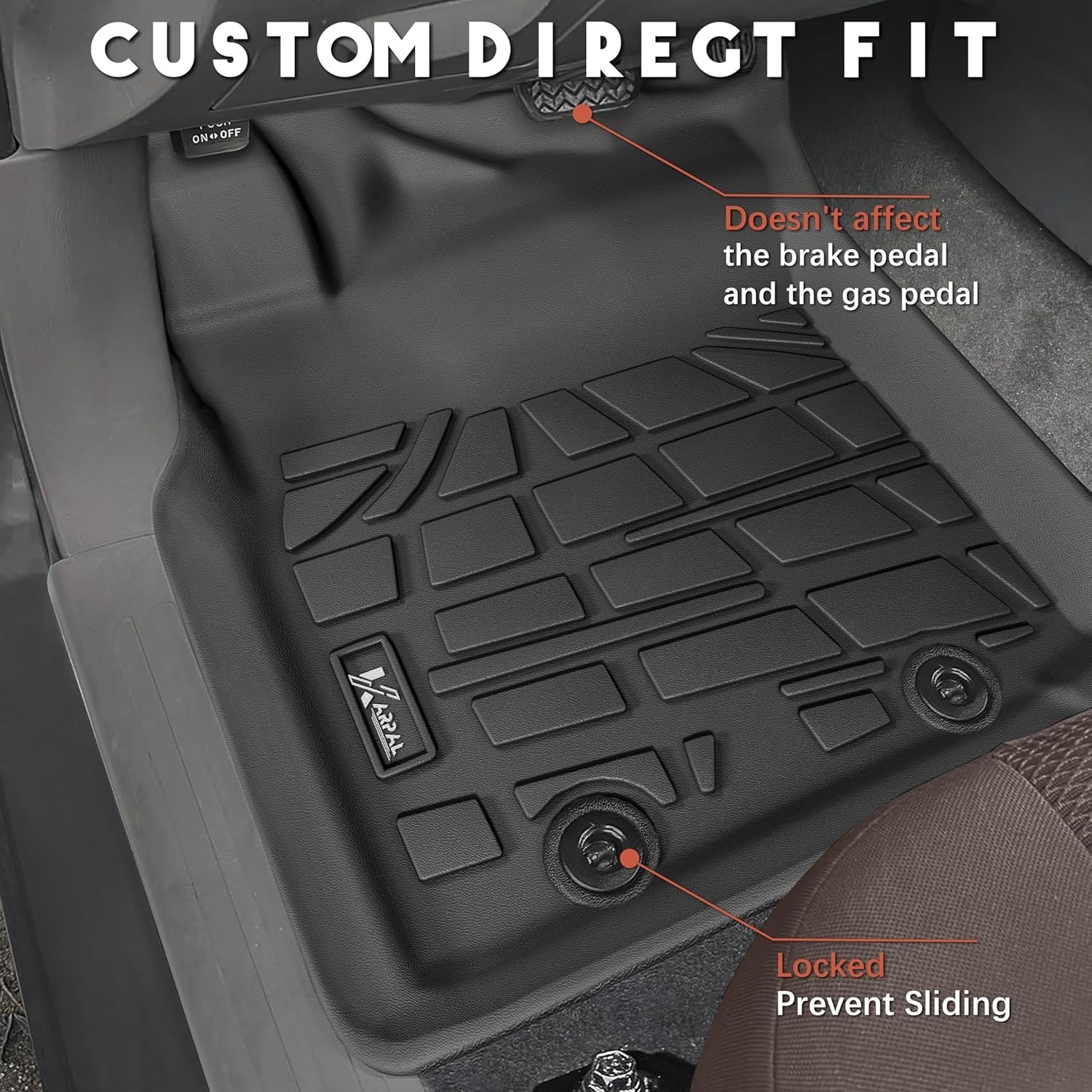KARPAL Floor Mats Fit for Toyota Tacoma 2005-2015 Double Cab (Footwell