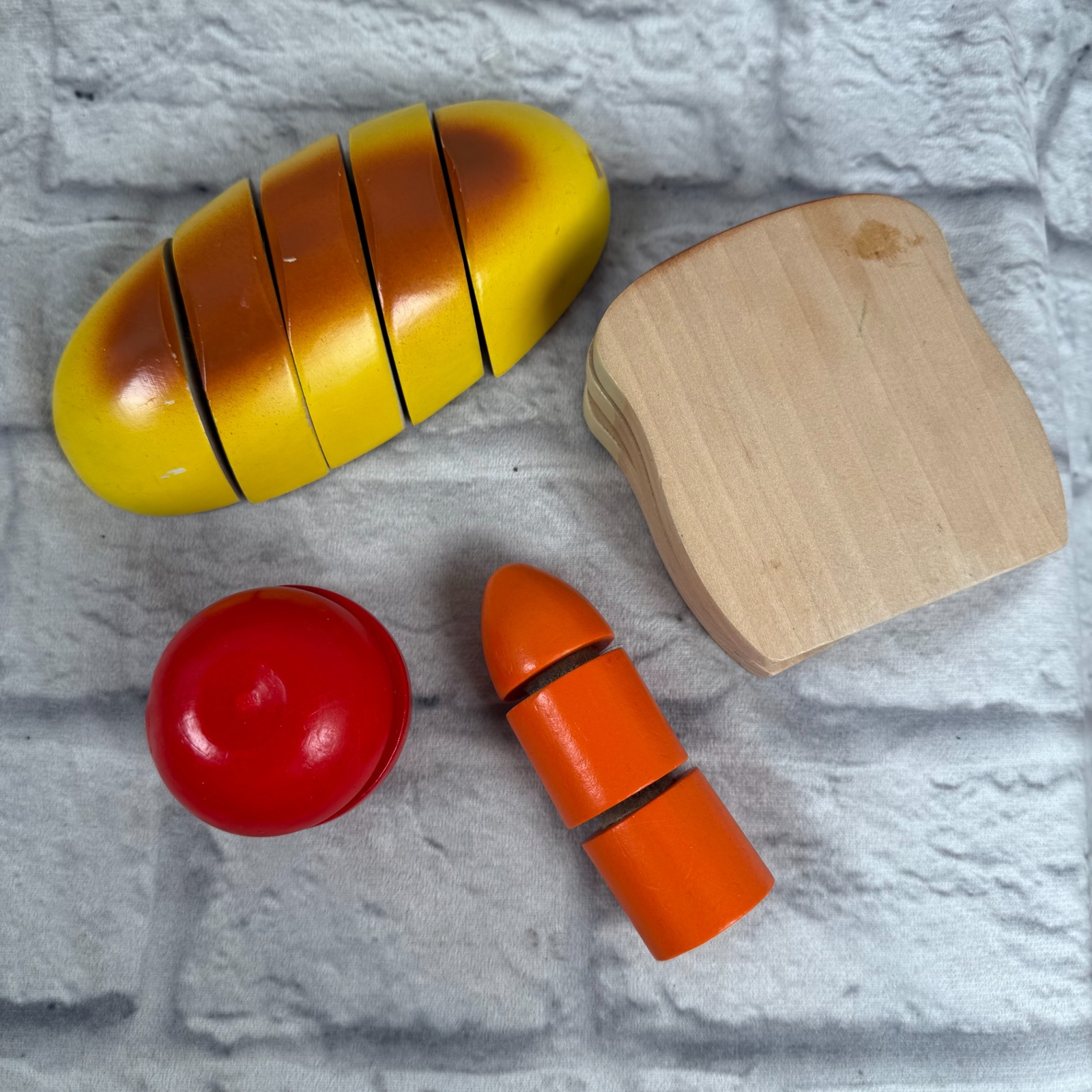Wooden Food Play Set Pretend Vegetable Slice Cutting Board Kitchen Montessori