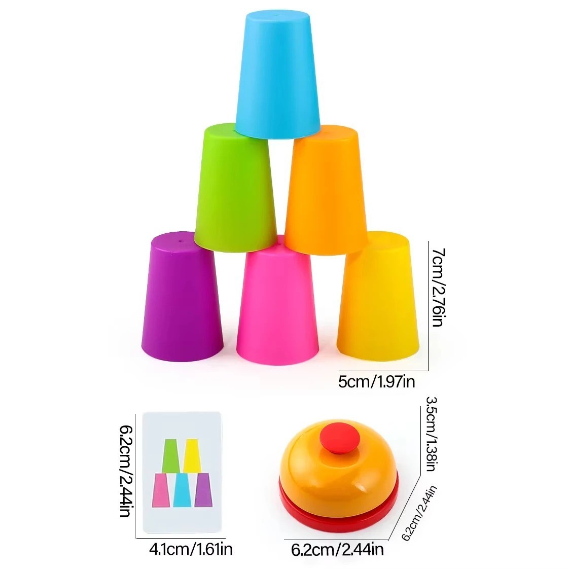 Montessori Stack Cup Game with Cards Kids Educational Logic Training Toy