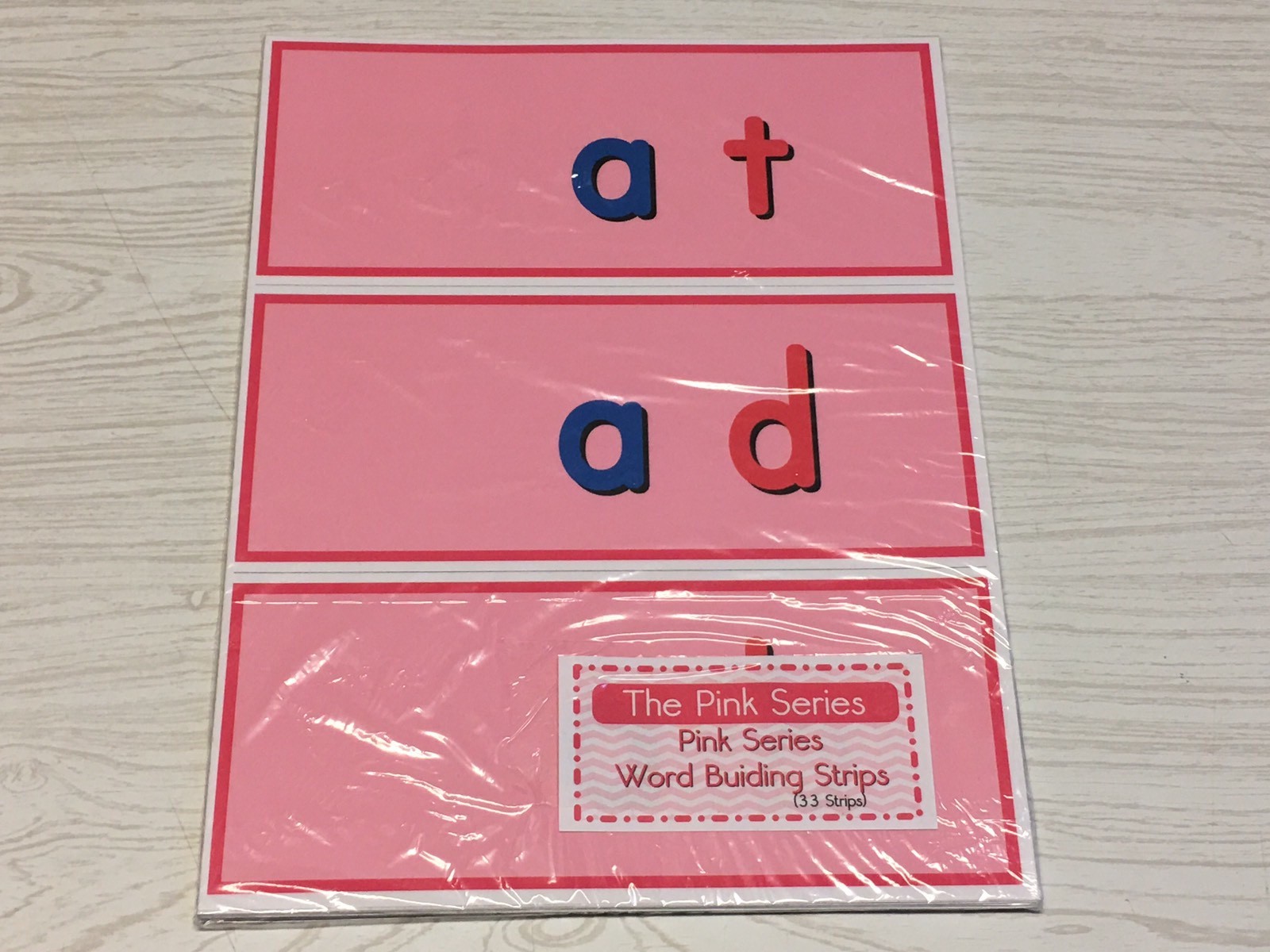 The Pink Series – 33 Word Building Strips – Word Families Work Mats -Montessori