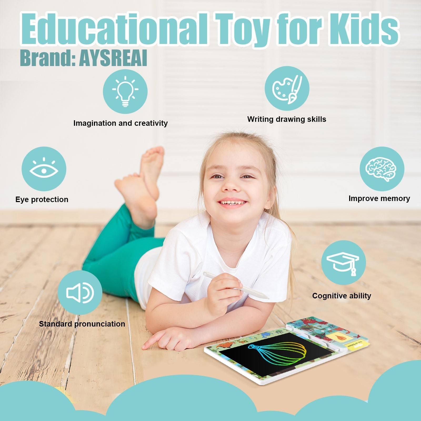LCD Writing Tablet with Talking Flash Cards Sensory Toys for Autism NEW