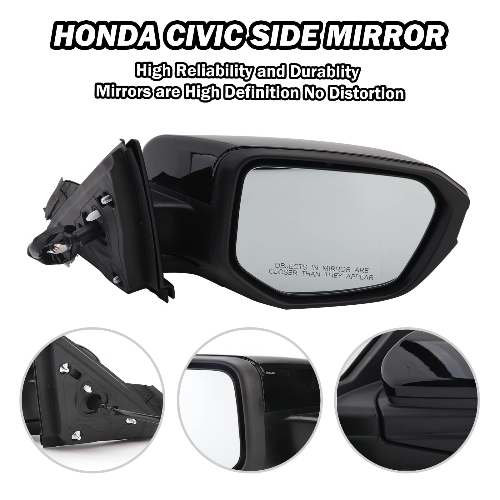 MOFOAP Black Right-3pins Mirror Honda Civic