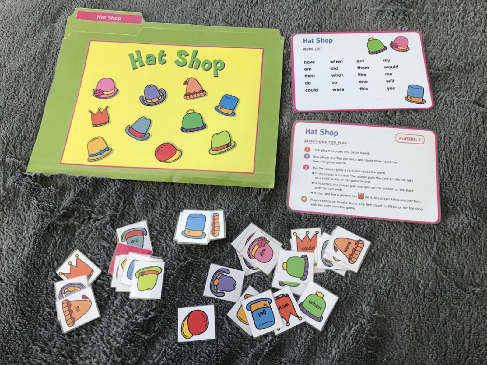 Hat Shop! sight words lang arts file folder game teacher k-2