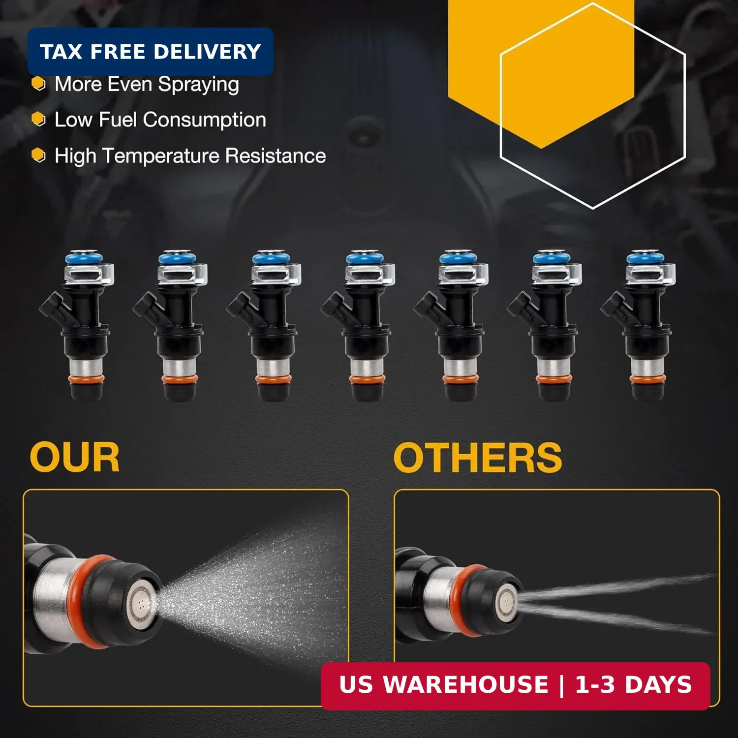 4.8 5.3 6.0 Fuel Injector 4 Holes 8Pcs, Compatible with 1999-2006 Chevrolet Silv