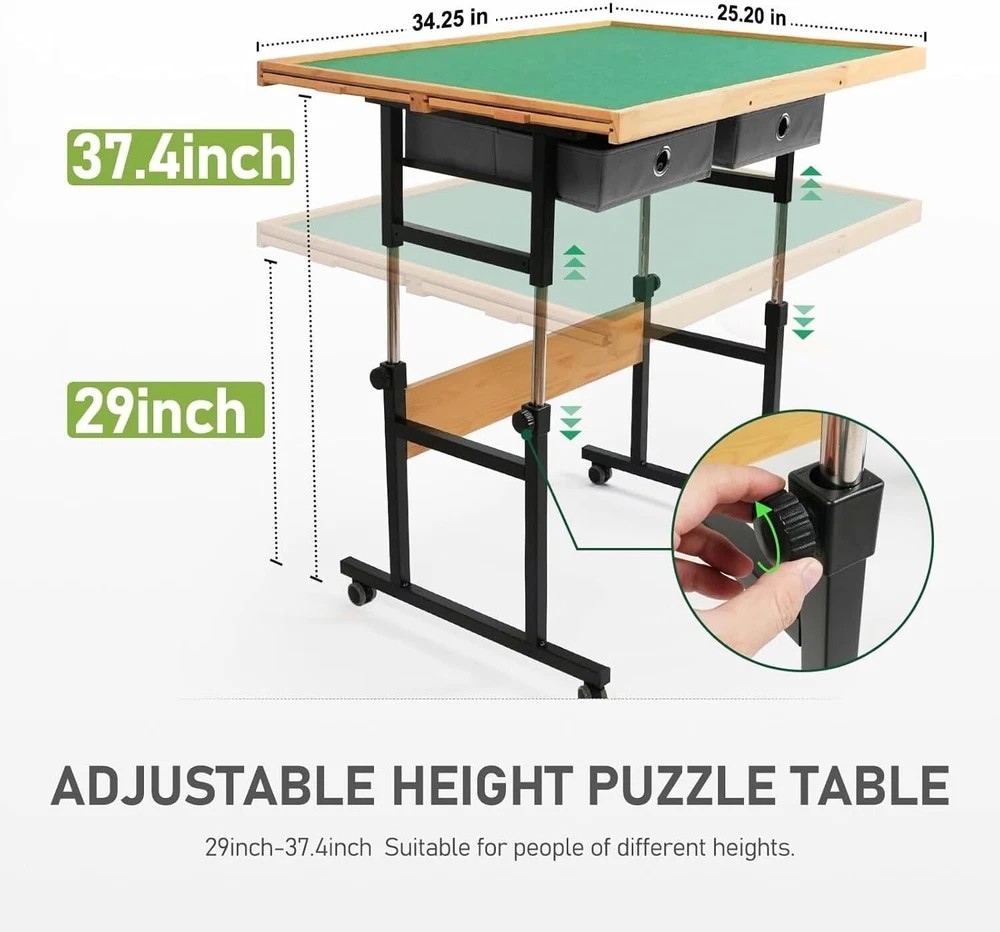 Puzzle Table with Wheels, for 1500 Pieces with Drawers and Cover, 34.25″ x 25.2″