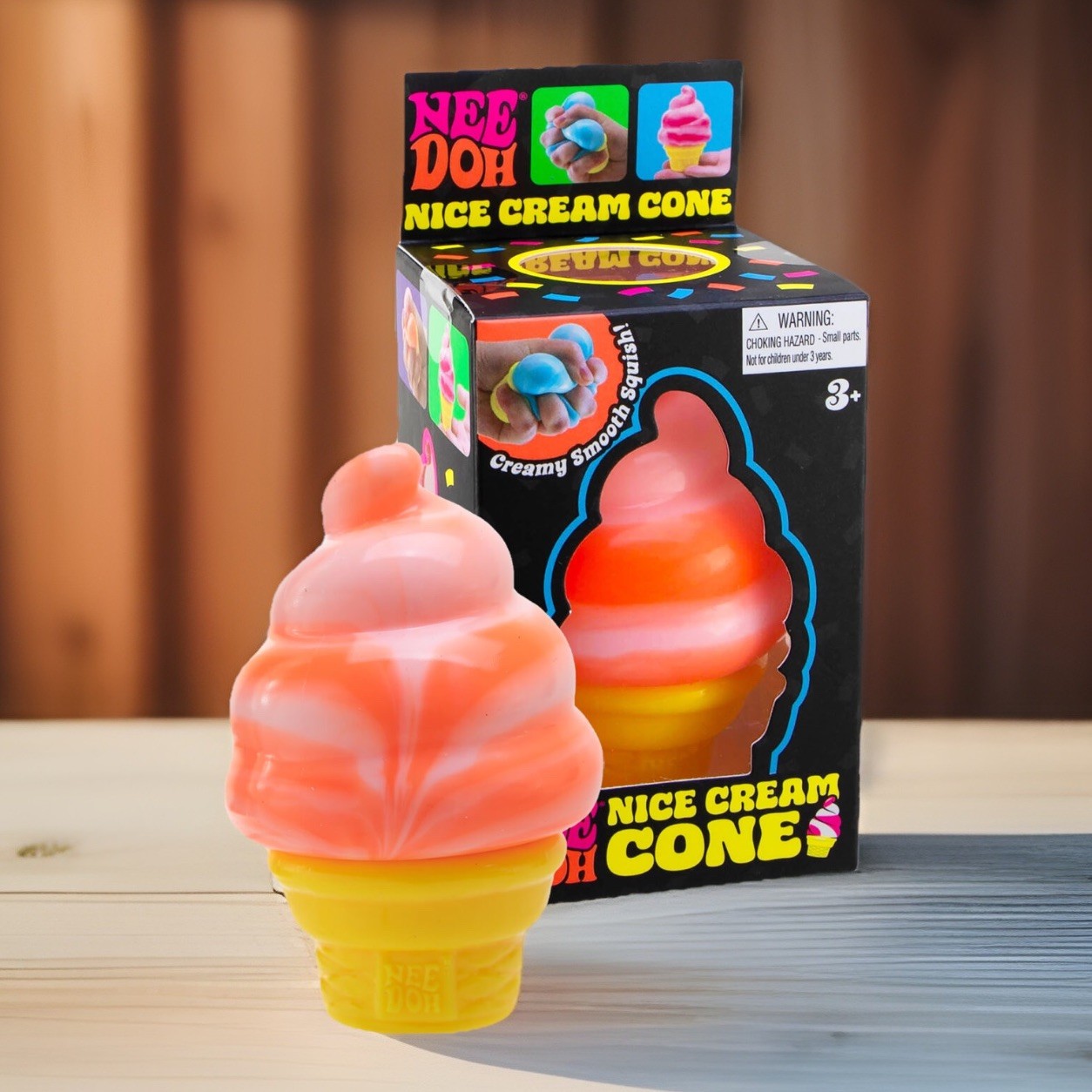 Schylling NeeDoh Nice Cream Cone (Orange) Creamy Smooth Squishy Toy – Viral