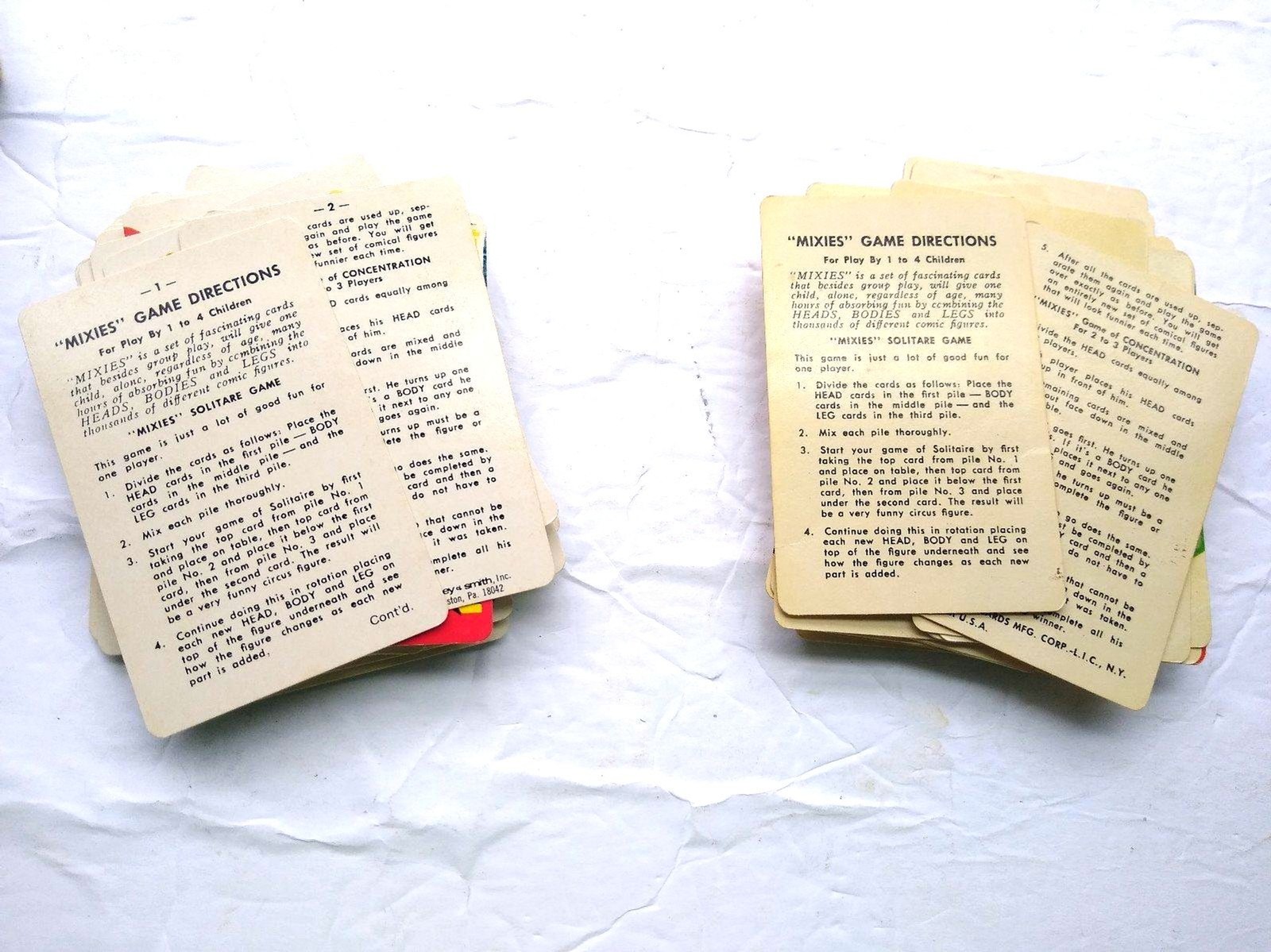 Vintage lot of 2 Mixies Card Game Flip Movie Backs COMPLETE (1956)