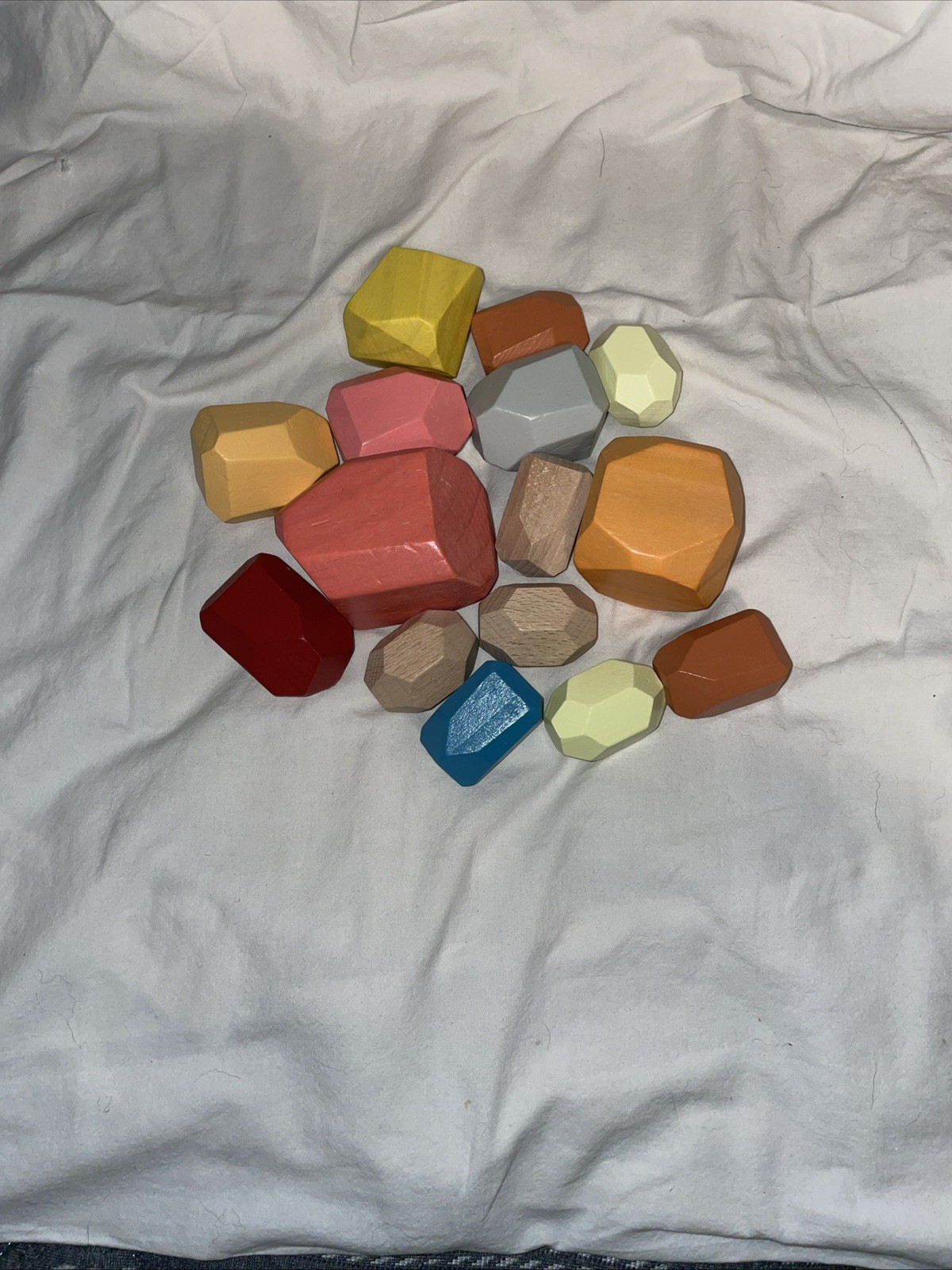 Montessori Wooden Stacking Rocks Blocks Gems Sensory Sorting Learning