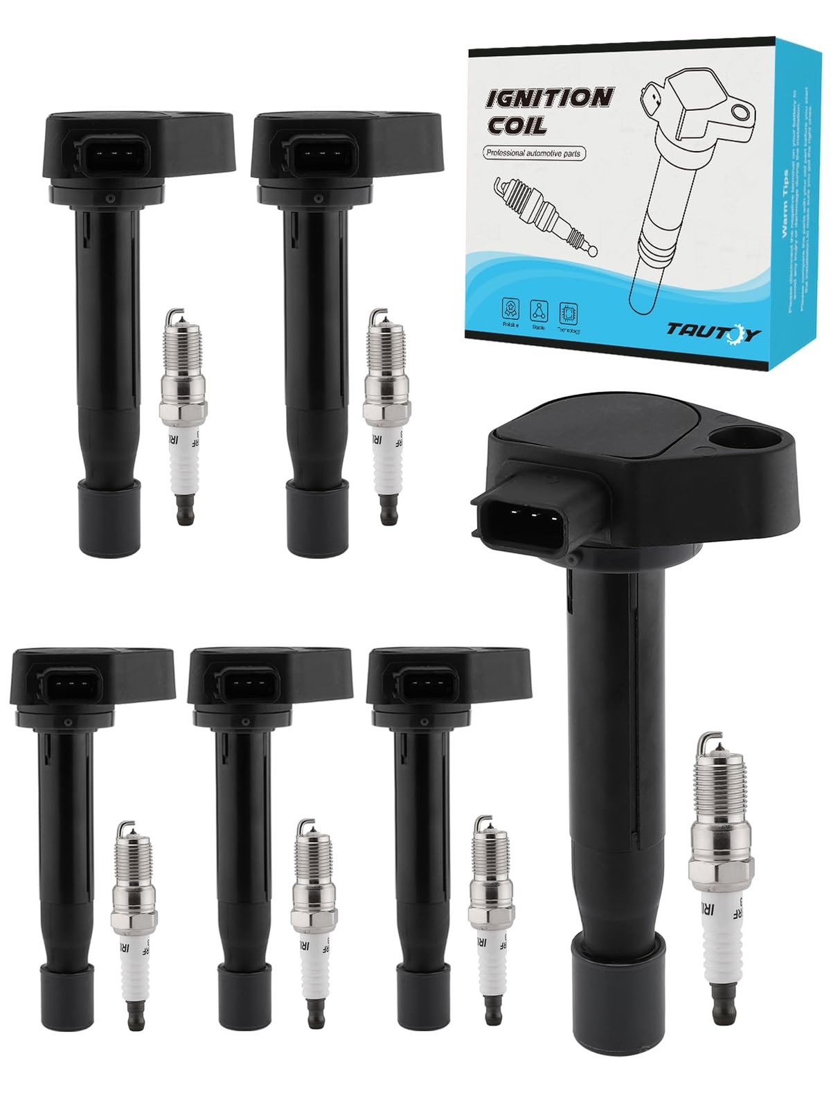 UF242 Ignition Coil Pack Spark Plug 6 PCS For Honda Odyssey 3.5L 1999-2010, A…