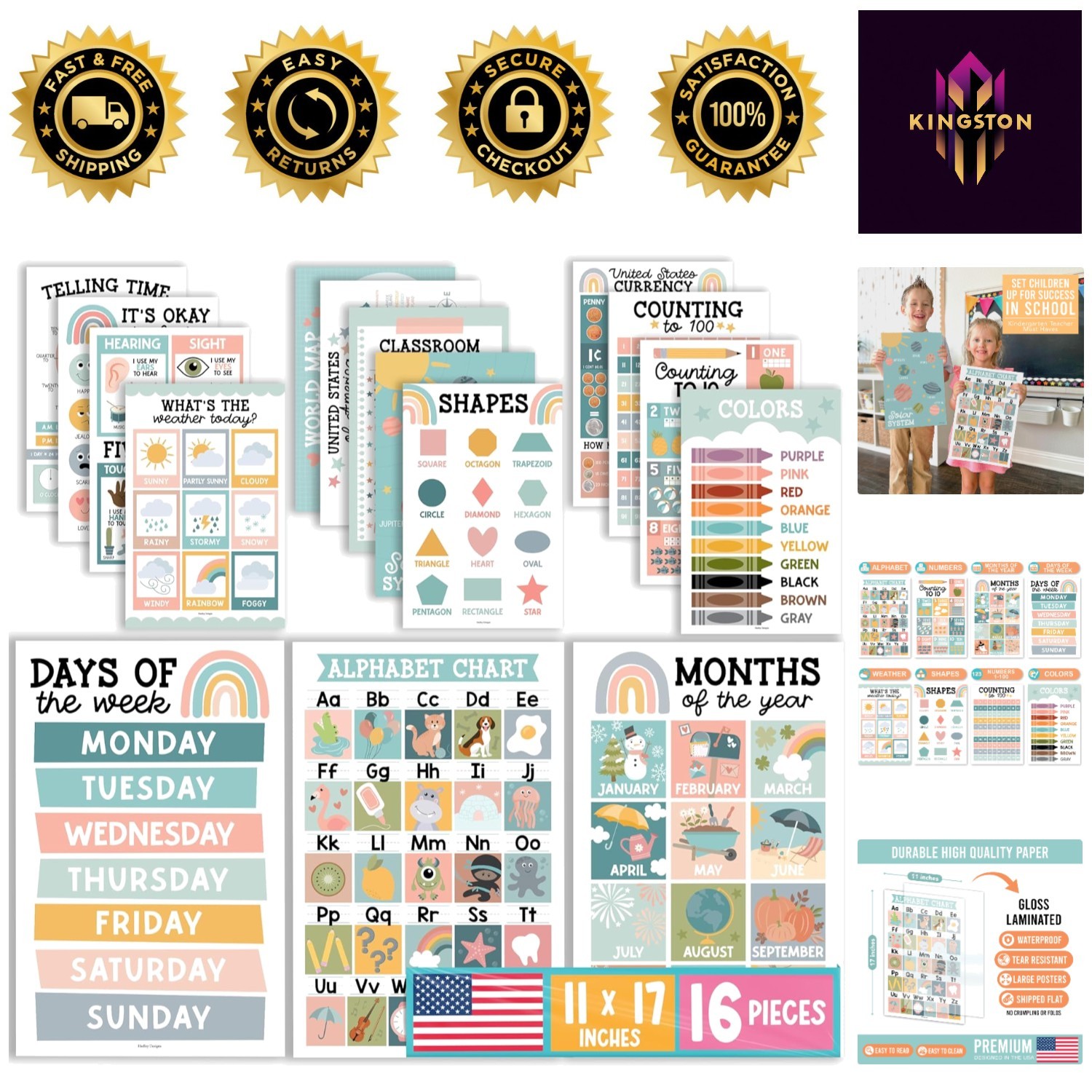 Engaging 16 Educational Posters for Kids – Perfect for Homeschool & Classrooms