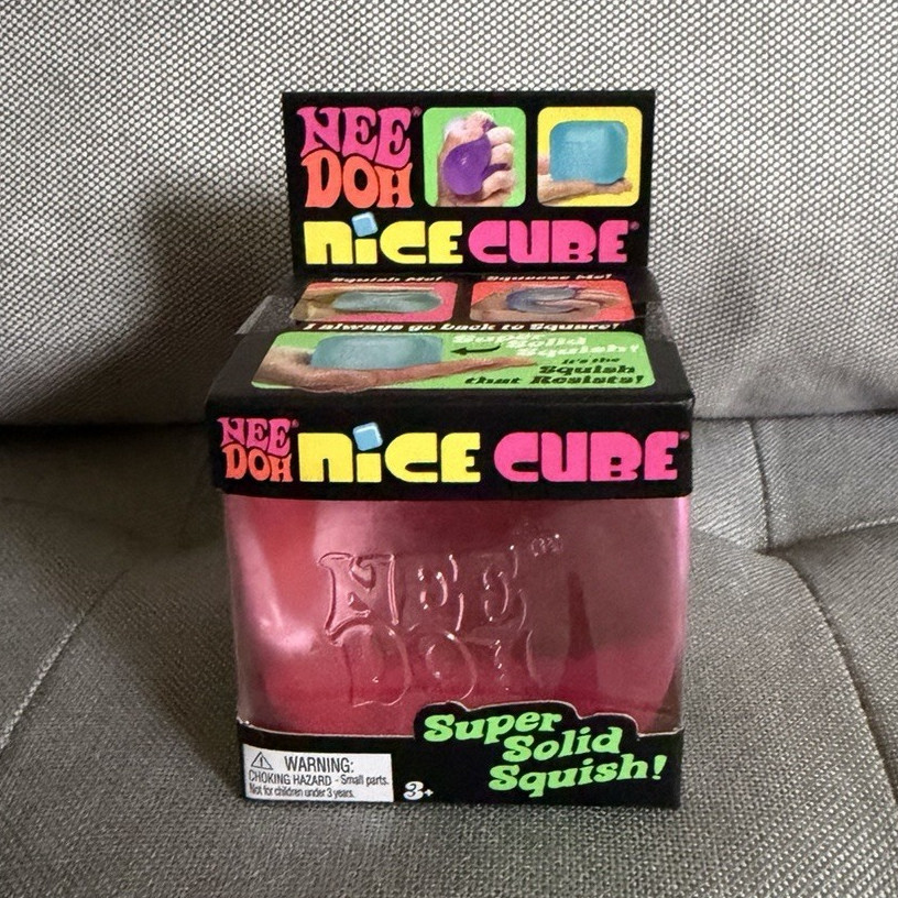 Schylling NeeDoh Nice Cube Super Solid Squish Squeeze Toy, Pink, New and Sealed