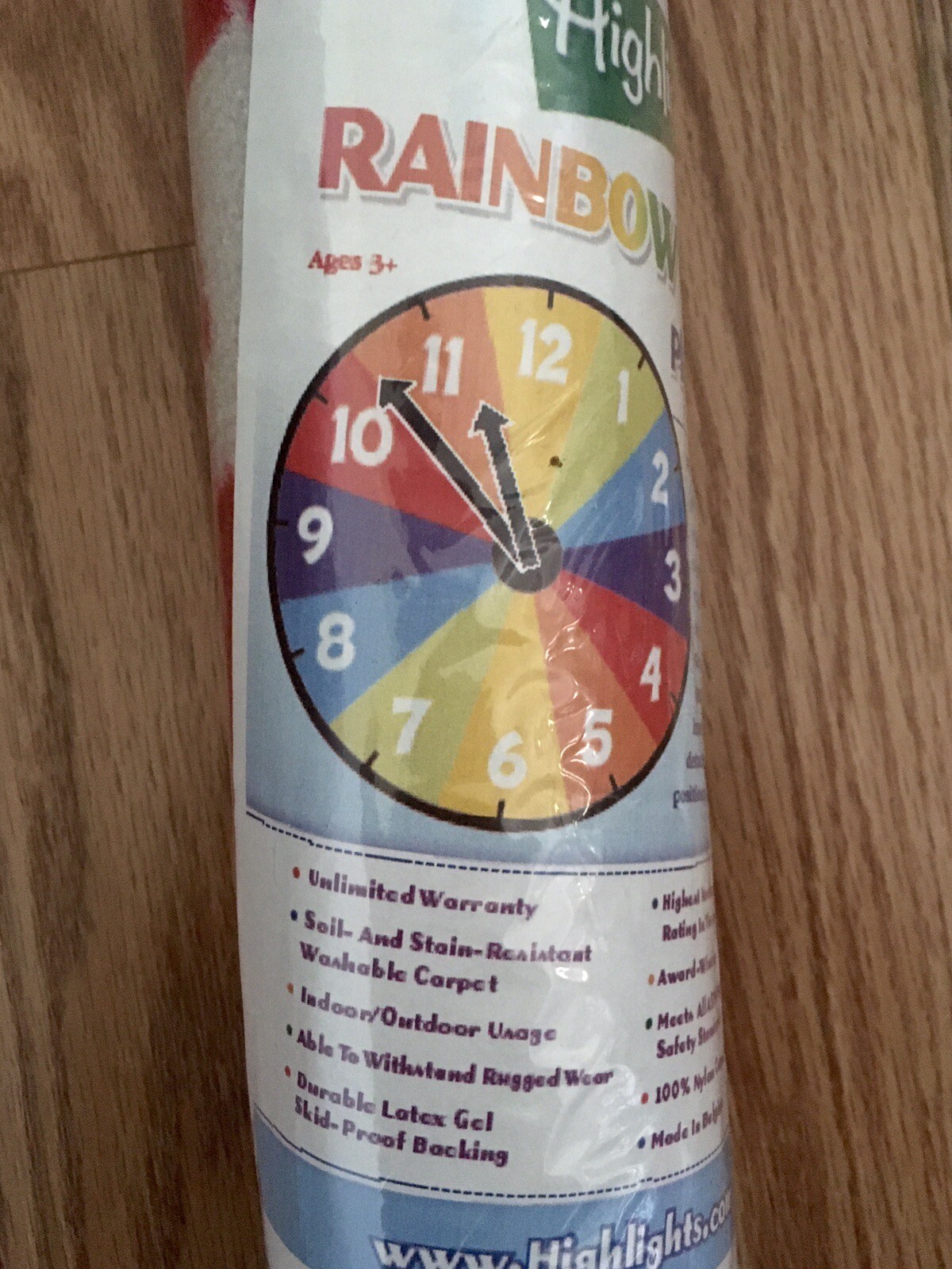 Kids Rare Rainbow Clock Learning To Tell Time Play Carpet From Highlights