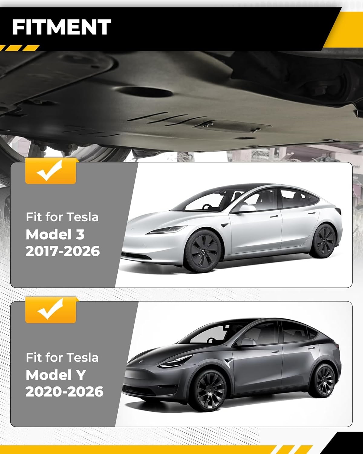 Aluminum Front Skid Plate Fits for Tesla Model 3 2017-2026 & Tesla Model Y 20…