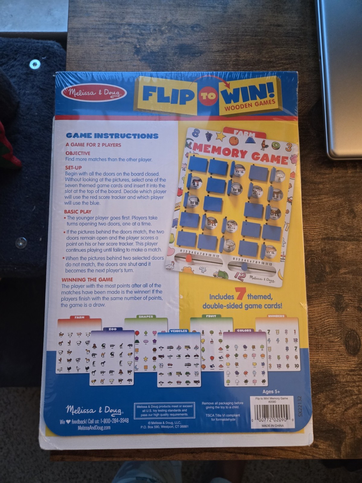 Melissa & Doug, NEW, Memory Game, Age 5+, Great For Travel, 7 Double Sided Cards