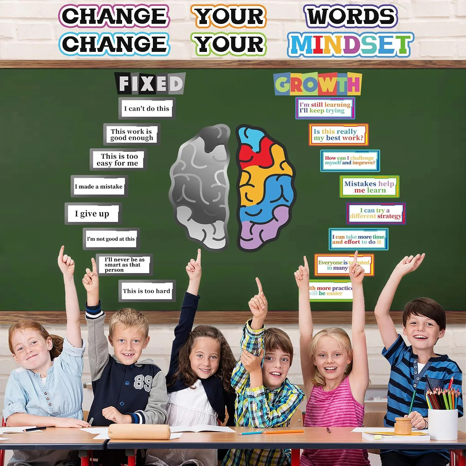 26pcs Growth Mindset Posters for Classroom, Growth Mindset Bulletin Board Set, I