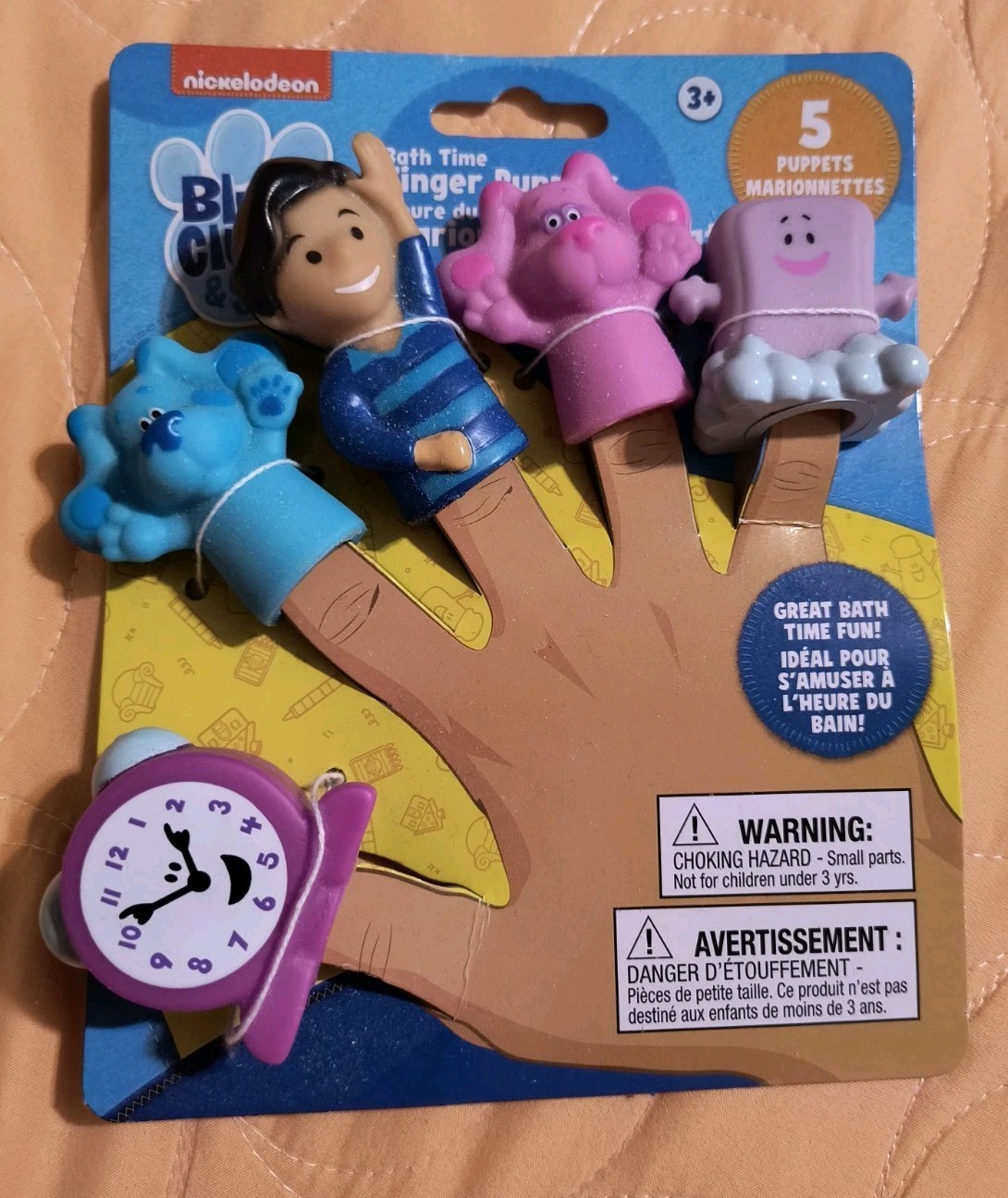 Nickelodeon Blues Clues 5 Vinyl Finger Puppets Age 3+ Bath Time Fun 🆕 Free Ship