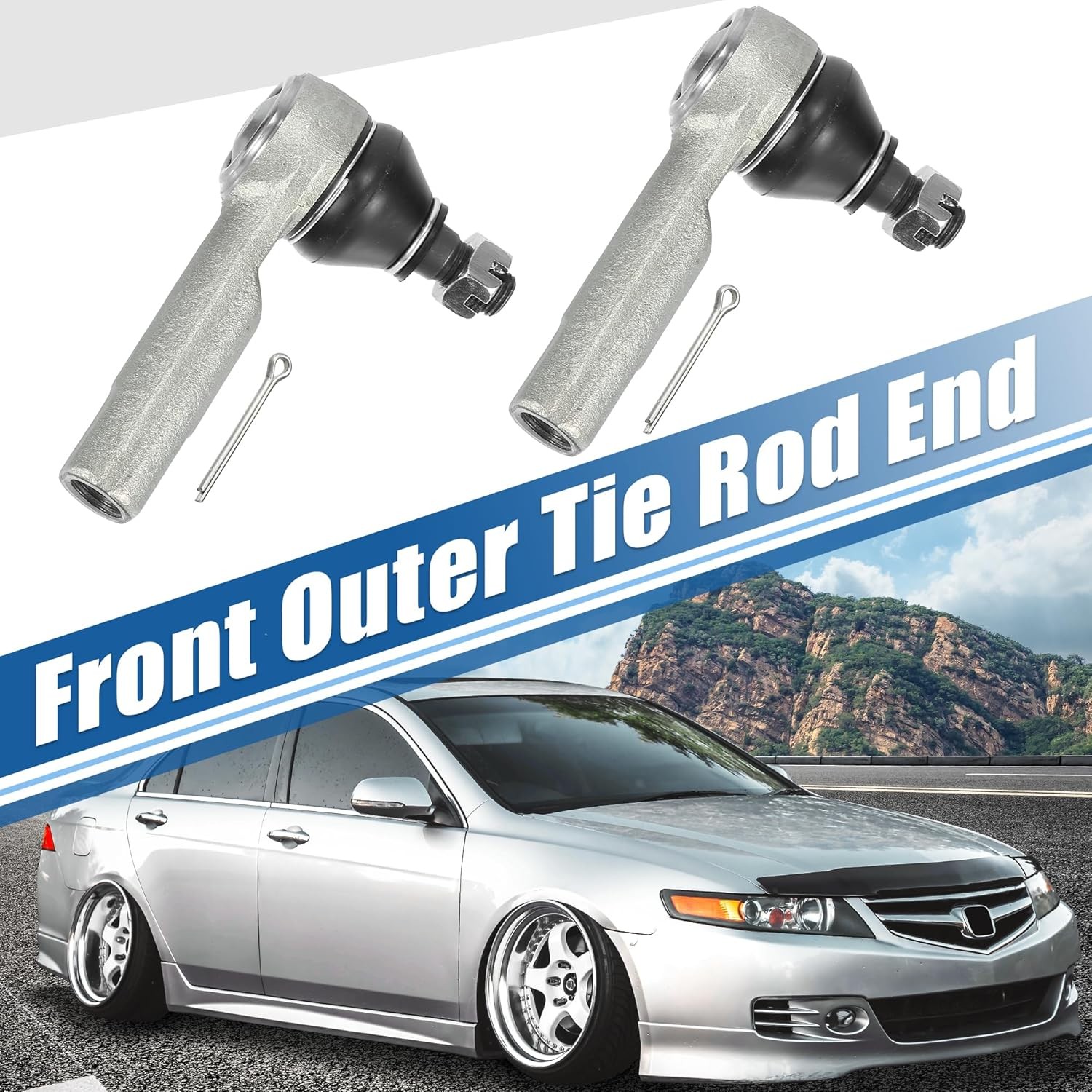Front Outer Tie Rod End Links Steering Suspension Replacement Parts 2pcs