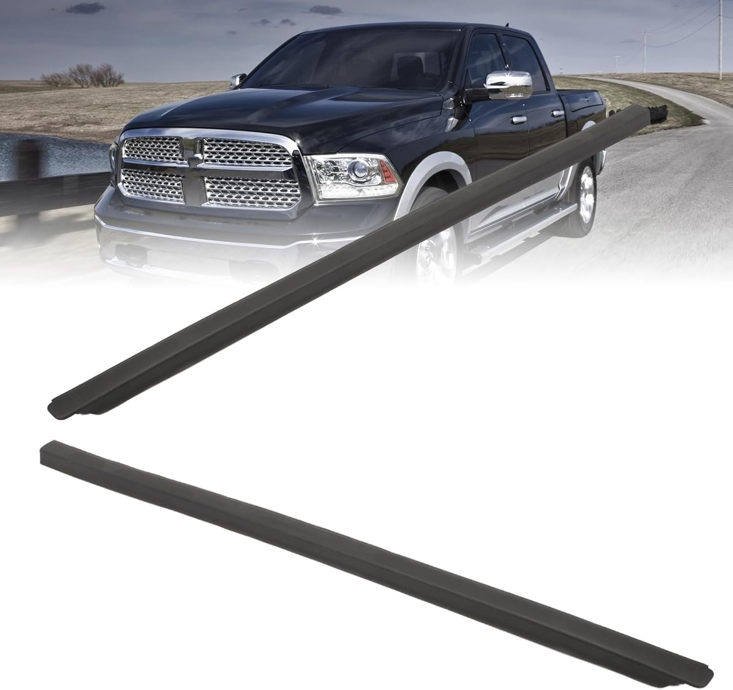 Pack of 2 Front Right & Left Windshield Molding Strip Fit for Dodge Ram 1500