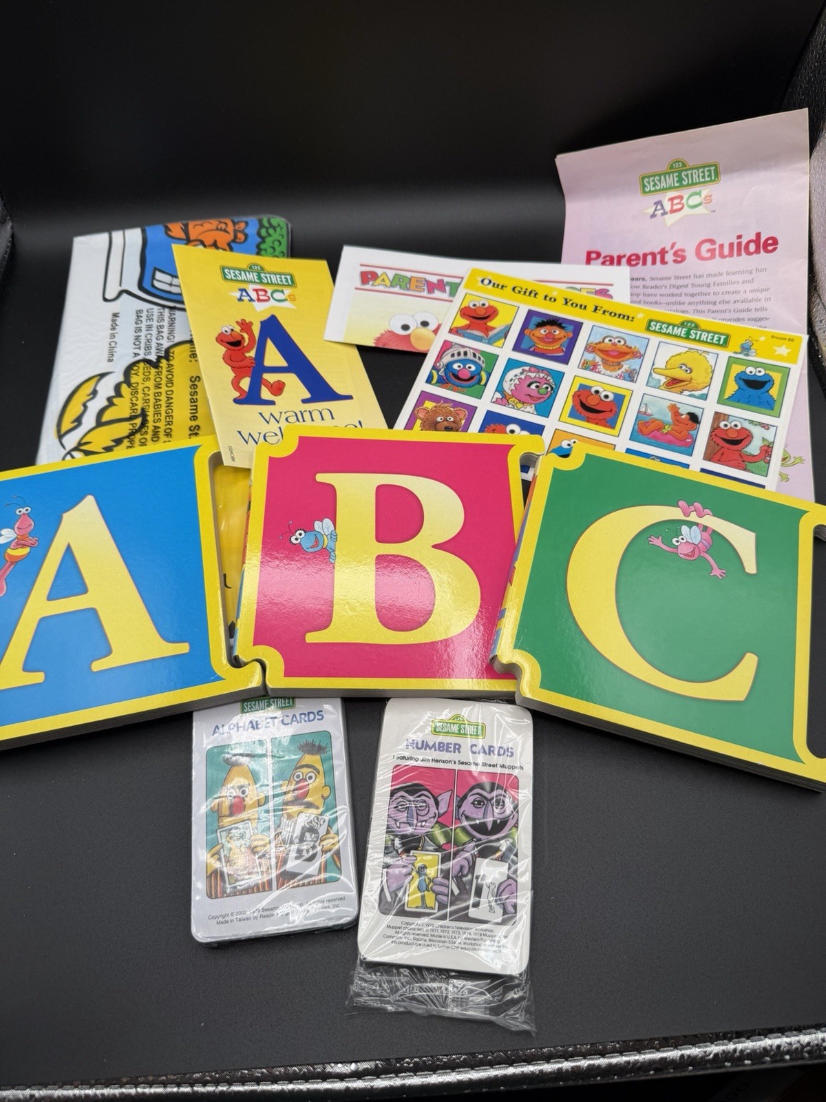 2002 Sesame Street Workshop Readers Digest ABC Alphabet Numbers Cards Puzzle Mat