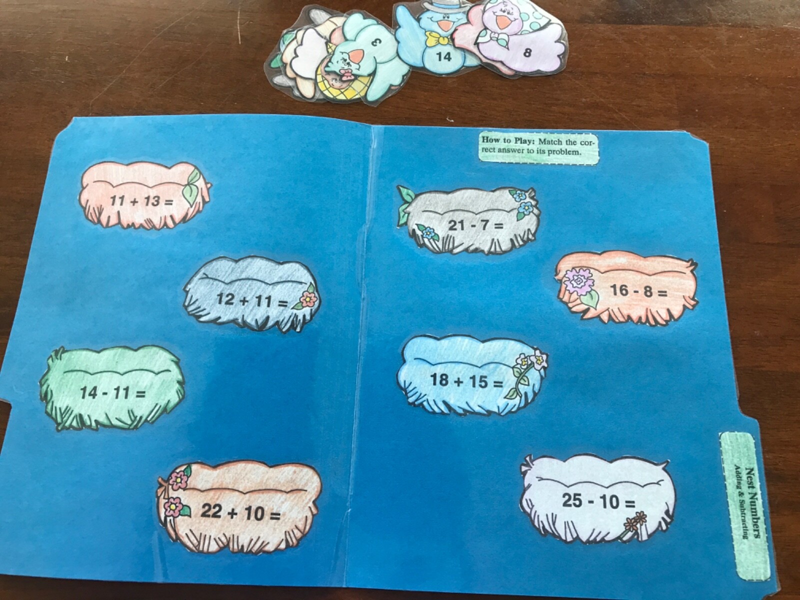 Nest Numbers! Add Subtract 2nd Grade math file folder game teacher
