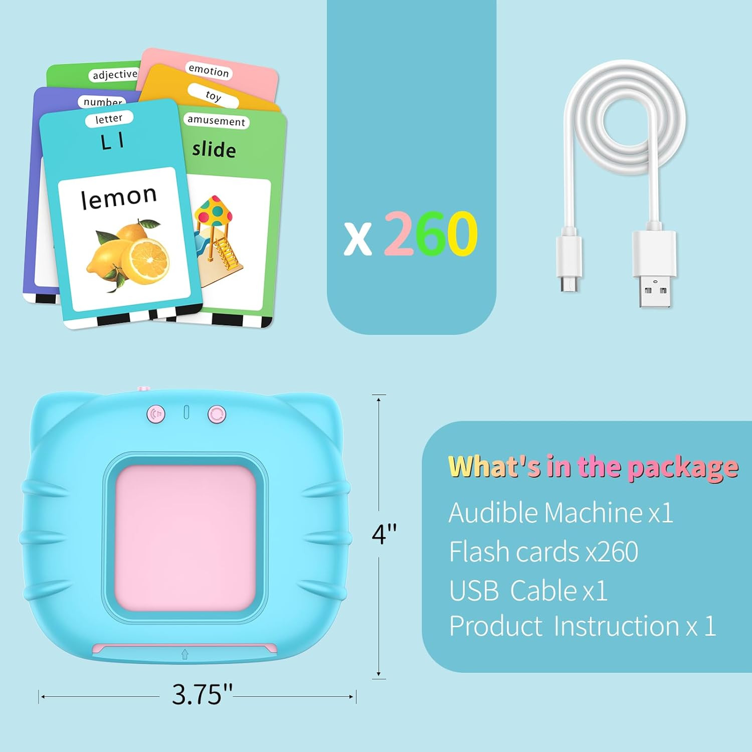 520 ABC Sight Words Talking Flash Cards, Christmas Birthday Gift for 2 3 4 5 6 Y