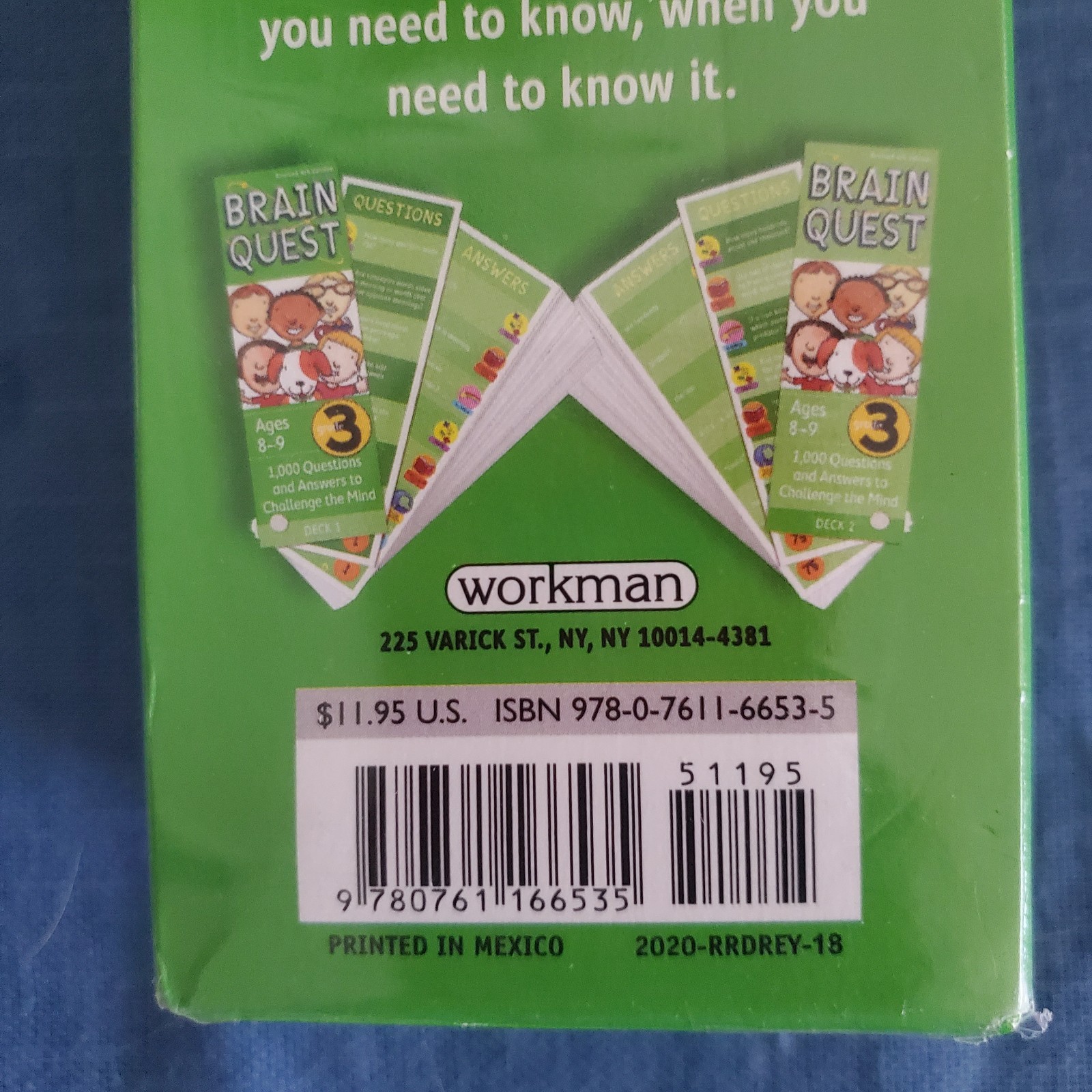Brain Quest 3rd Grade Q&A Cards Ages 8-9 Summer Learning Educational Travel Game