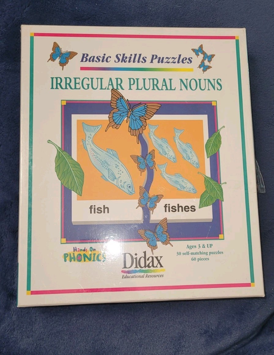 Didax Basic Skills Puzzles Irregular Plural Nouns Hands On Phonics ~ age 3+ New