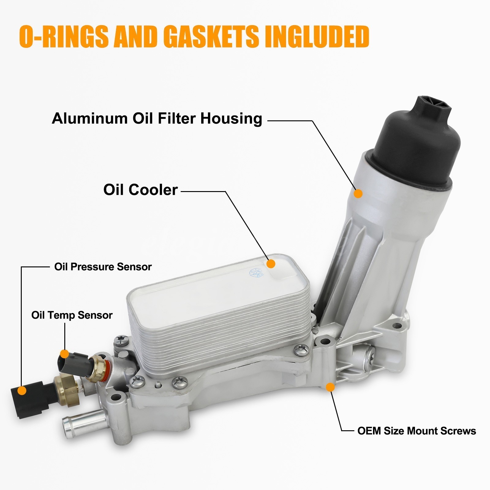 Aluminum Engine Oil Cooler Filter Housing Fit 11-16 Chrysler Dodge Jeep Ram 3.6L
