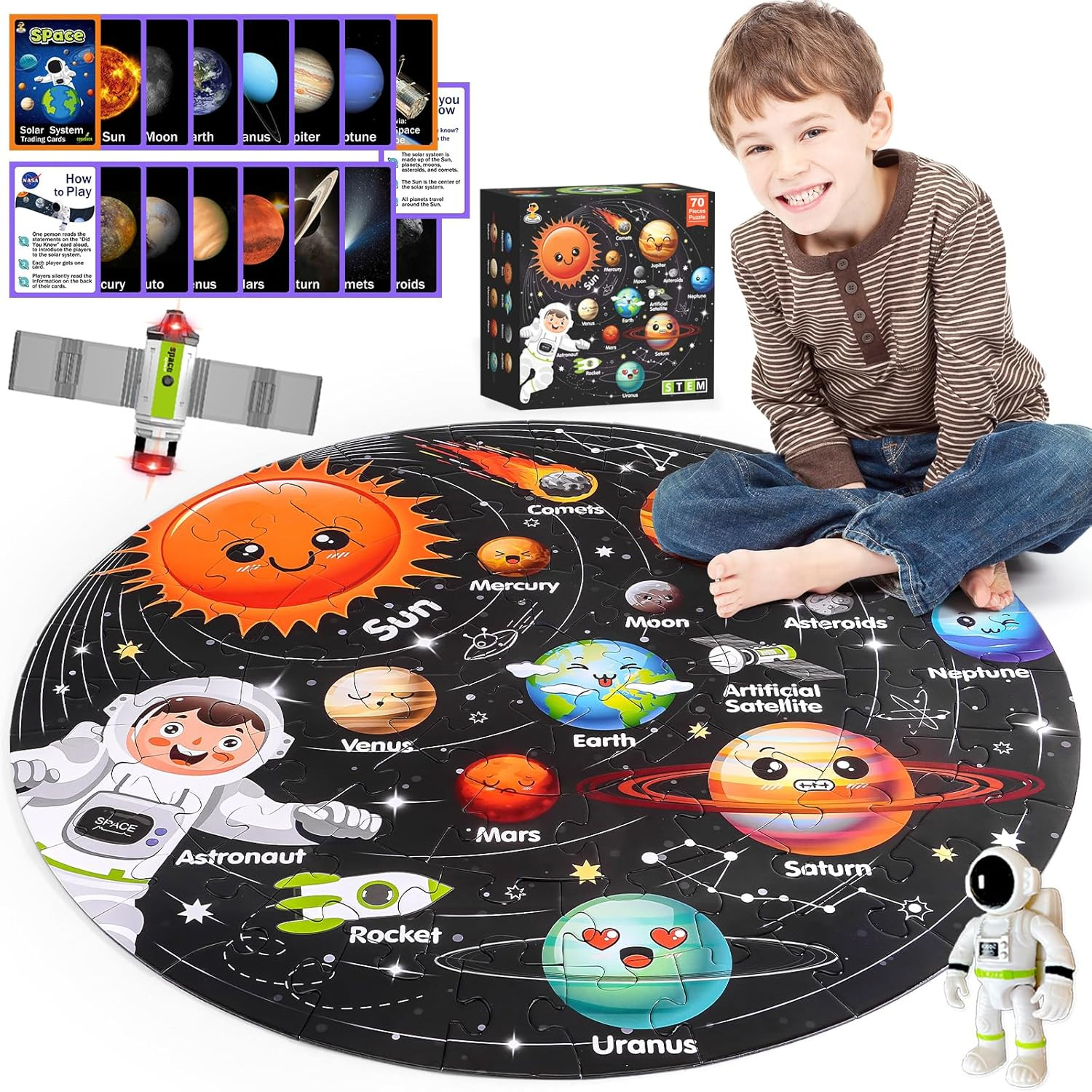 Puzzles for Kids Ages 4-6, Solar System Planets Flash Cards & Astronaut Figures