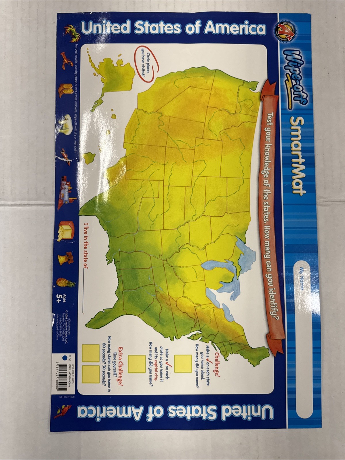 Our Wonderful World Wipe Off Smart Mat 2 Sets The United States or The World