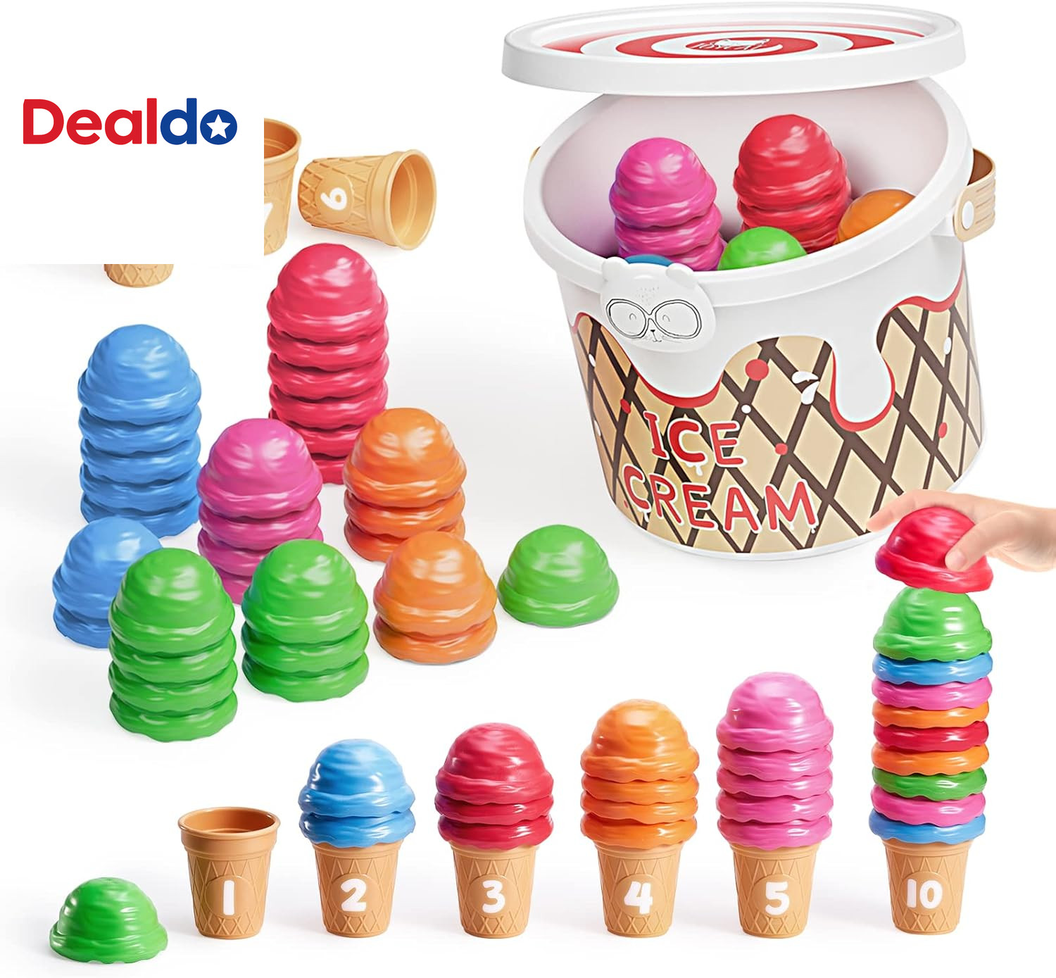 Ice Cream Preschool Learning Activities Counting and Color Sorting Set Stacking