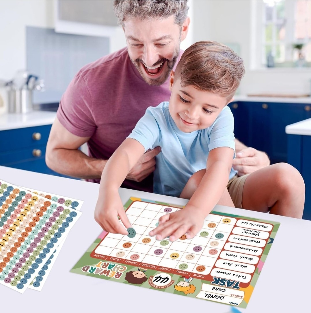 Boho 32 Chore Charts Behavior Reward System,Sticker Chart Pad for Kids