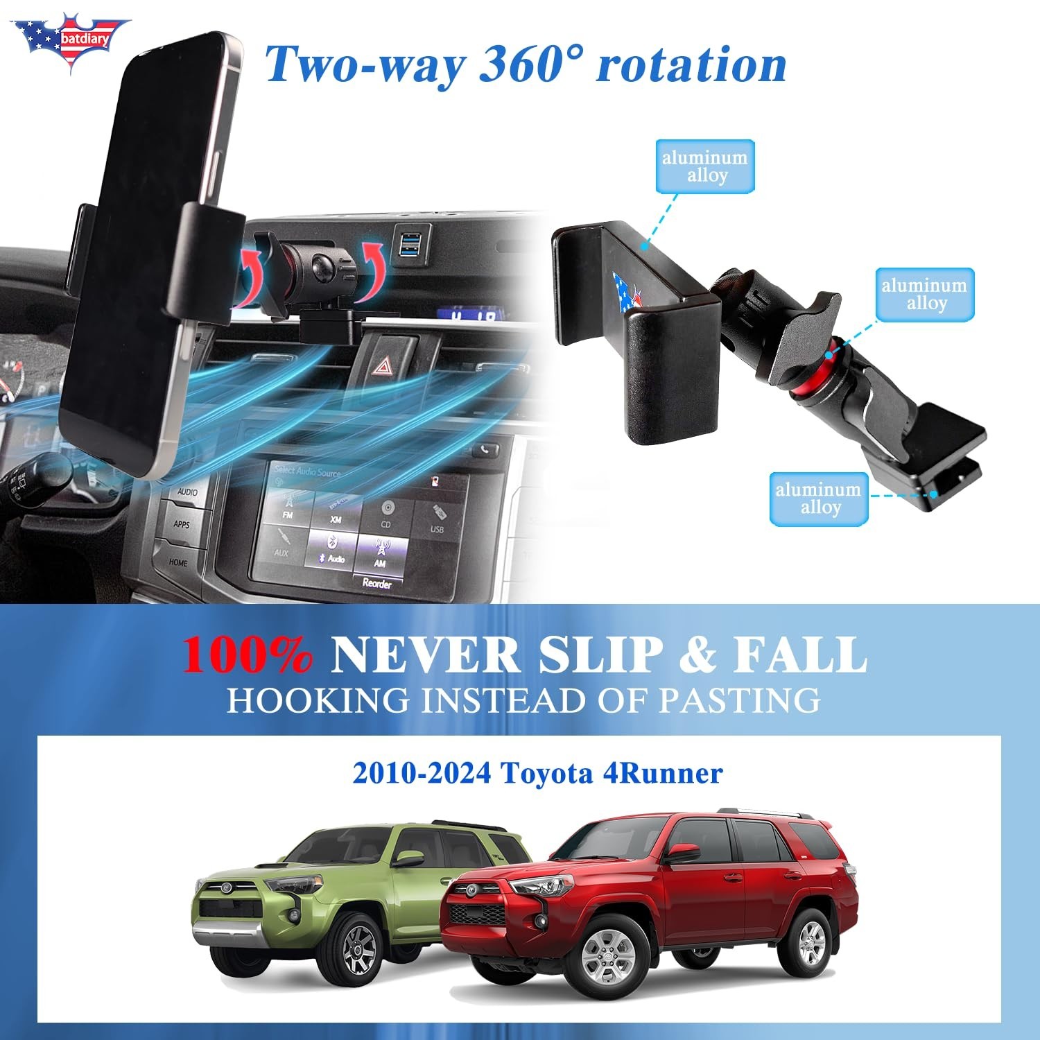 4Runner Vent Phone Mount for Toyota 4Runner 2010-2020 2021 2022 2023 2024 Acc…