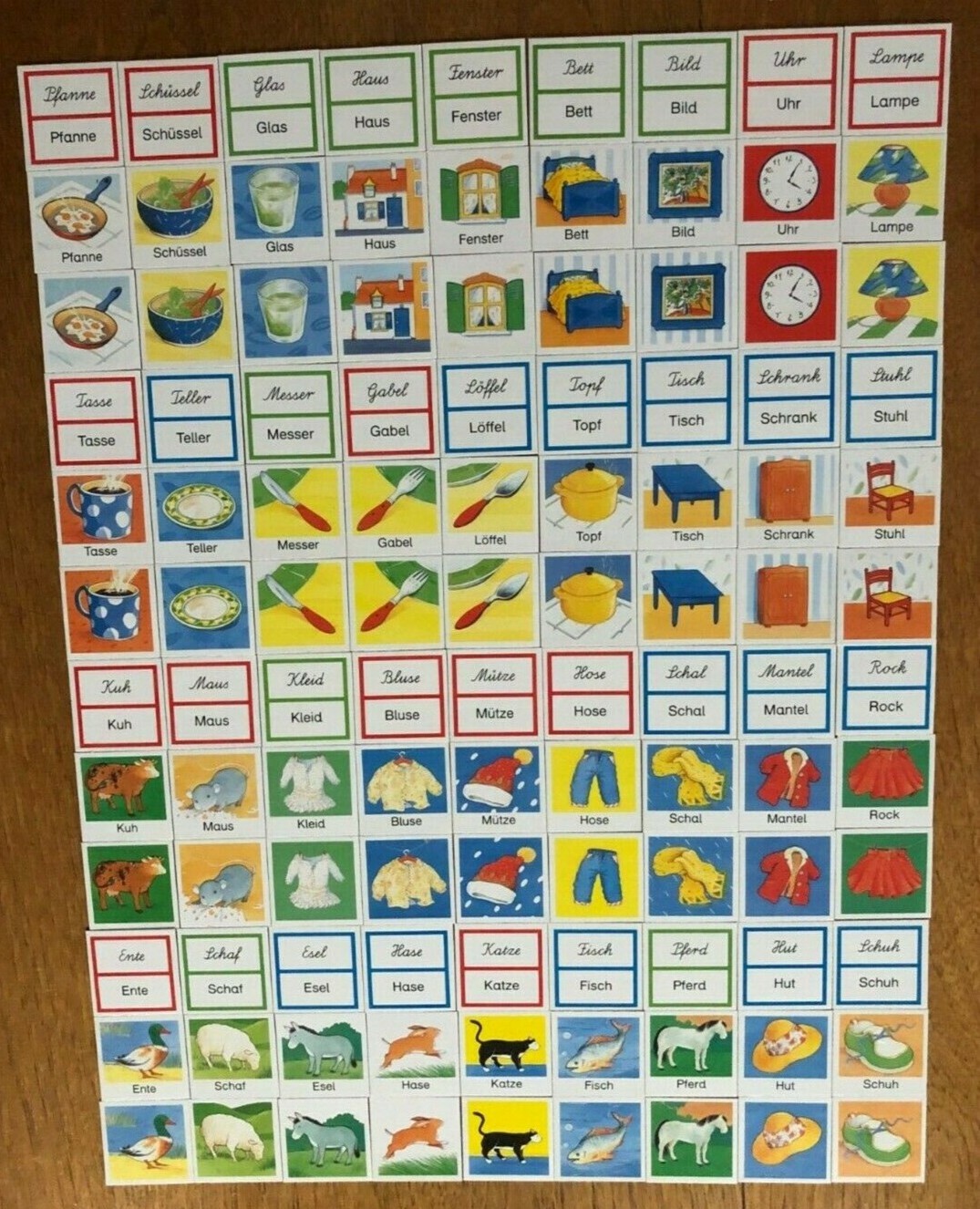 German Reading Memory Game for Children Kids Learning Foreign Language Education