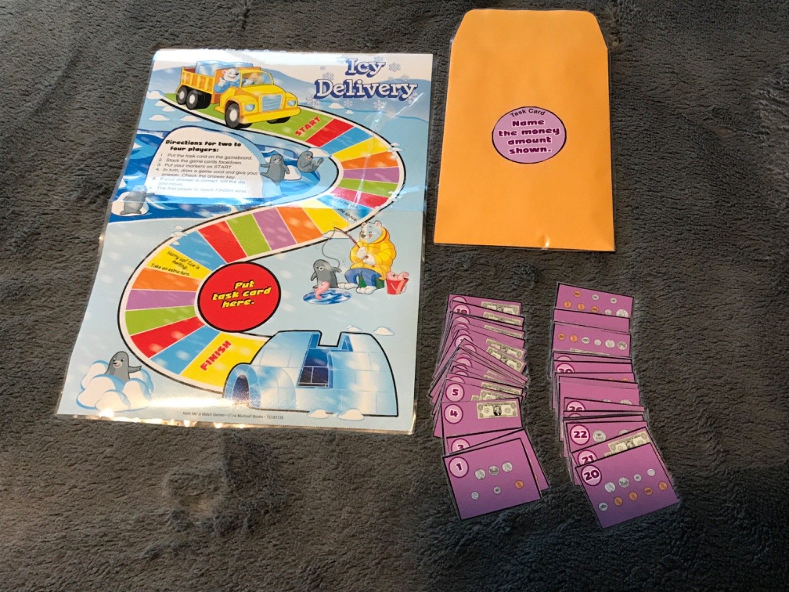 Icy Delivery! Counting money to $5 math file folder game grade 3