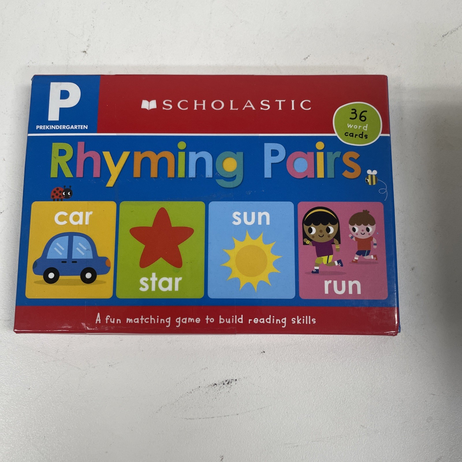 Scholastic Rhyming Pairs Matching Game – Pre-K Learning Cards – 36 Word Cards –